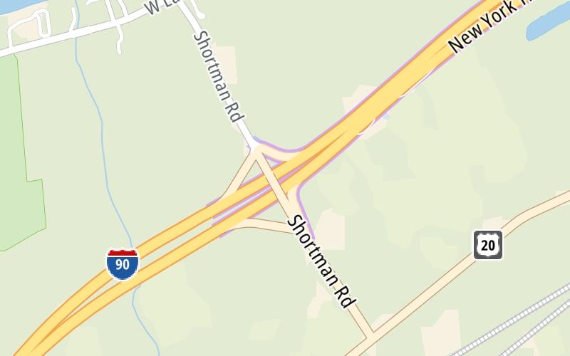 Static map of New York State Thruway at Shortman Road