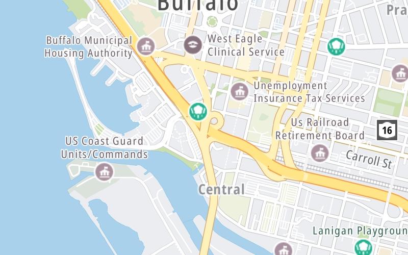 Static map of Niagara Thruway at Buffalo Skyway