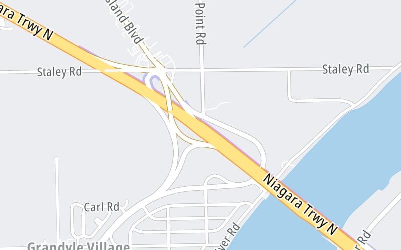 Static map of Niagara Thruway at Grand Island Boulevard