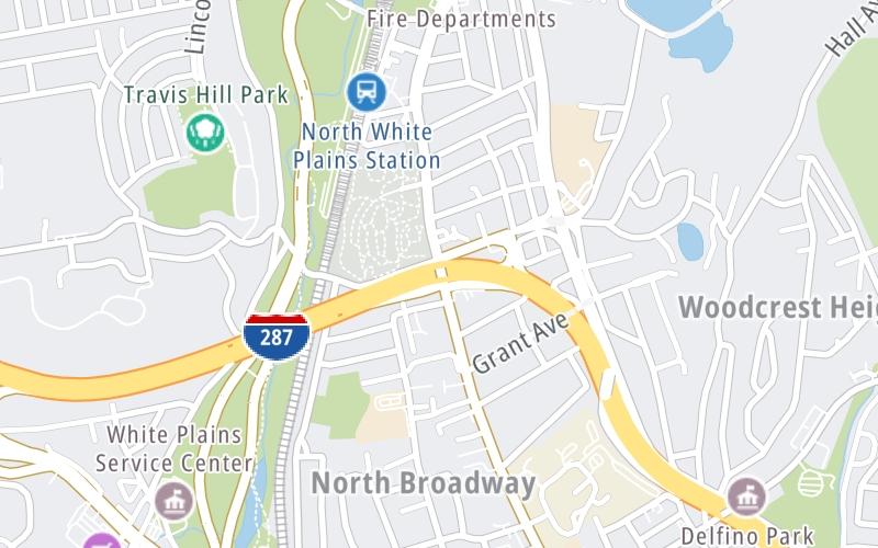 Static map of Cross Westchester Expressway at N. Broadway/NY 22