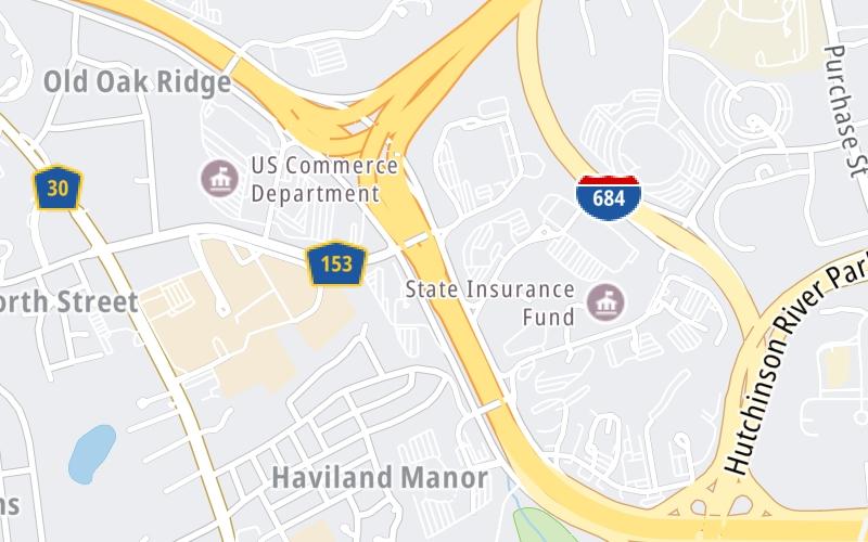 Static map of Cross Westchester Expressway at I–684 / Westchester Avenue