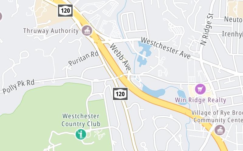 Static map of Cross Westchester Expressway at NY 120 / NY 120A / Bowman Ave. / Webb Ave.