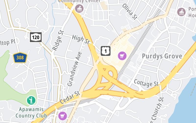 Static map of Cross Westchester Expressway at US 1 South