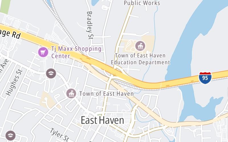 Static map of Connecticut Turnpike at CT 100/North High Street