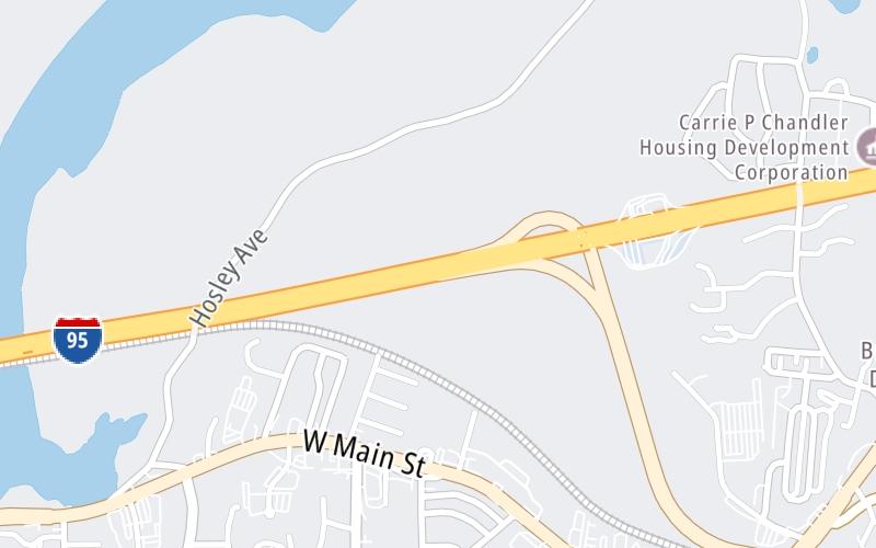 Static map of Connecticut Turnpike at US 1 / CT 142 / CT 146