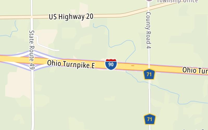 Static map of Ohio Turnpike at Westgate Toll Barrier