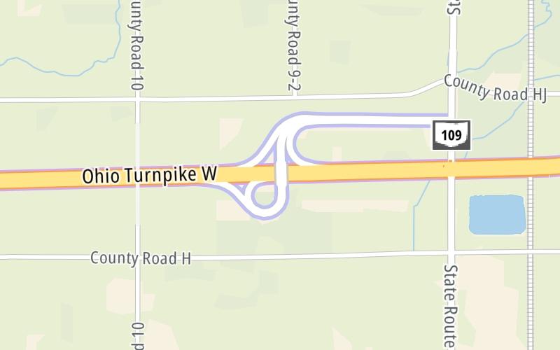 Static map of Ohio Turnpike at Delta/Lyons / SR 109