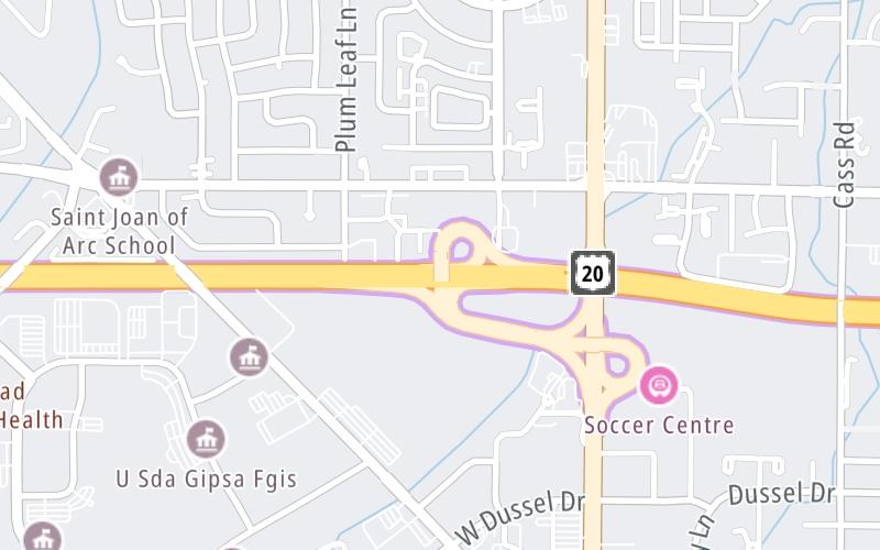 Static map of Ohio Turnpike at Maumee/Toledo / US 20