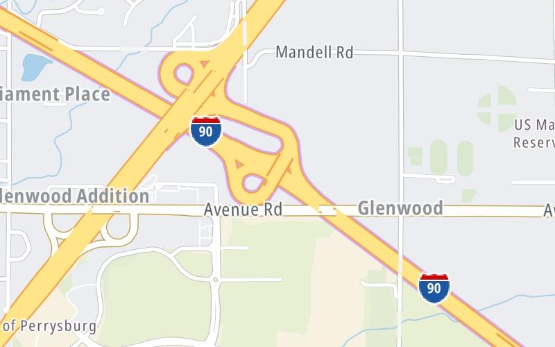 Static map of Ohio Turnpike at Perrysburg/Toledo / I–75