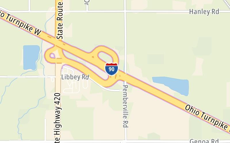 Static map of Ohio Turnpike at Stony Ridge/Toledo / I–280 / SR 420