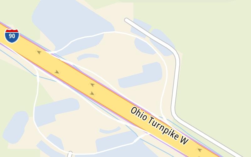 Static map of Ohio Turnpike at Blue Heron Service Plaza