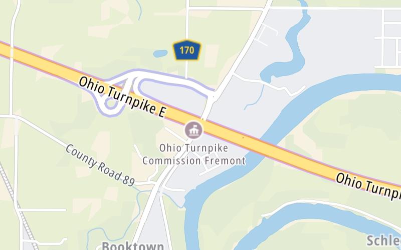 Static map of Ohio Turnpike at Fremont/Port Clinton / SR 53