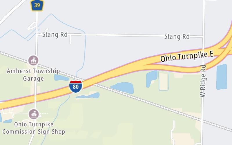 Static map of Ohio Turnpike at Lorain County West / I–90 / SR 2