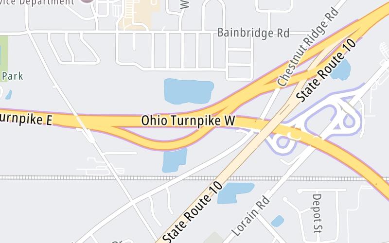 Static map of Ohio Turnpike at N Ridgeville/Cleveland / I–480