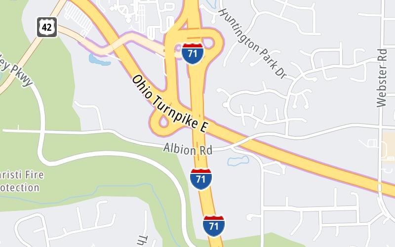 Static map of Ohio Turnpike at Strongsville/Cleveland / US 42 / I–71