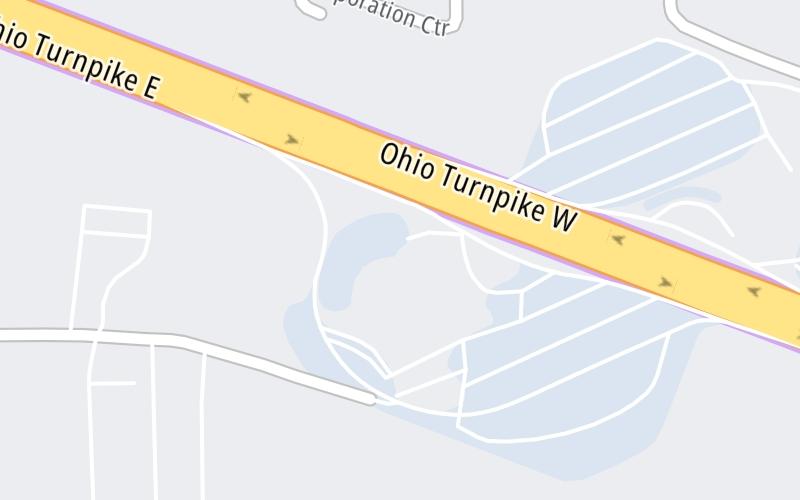 Static map of Ohio Turnpike at Towpath Service Plaza