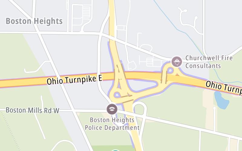 Static map of Ohio Turnpike at Akron / SR 8