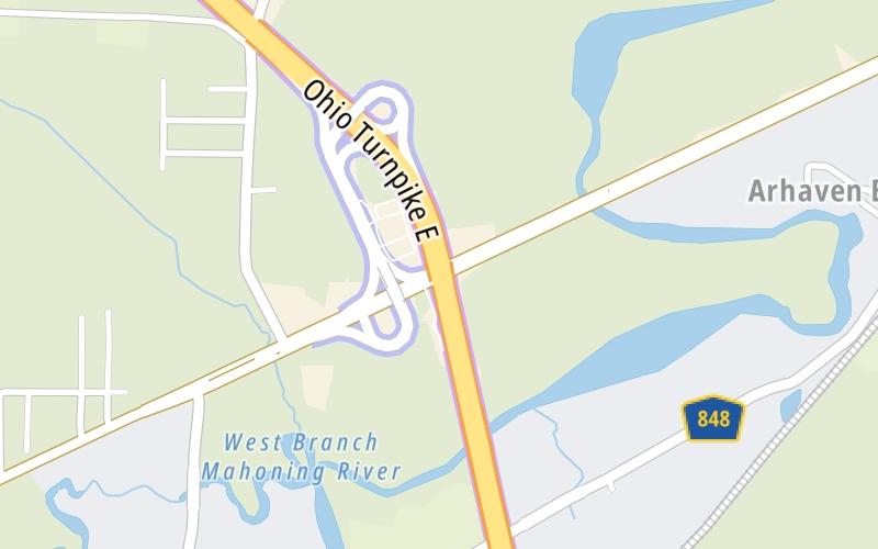 Static map of Ohio Turnpike at Warren / SR 5