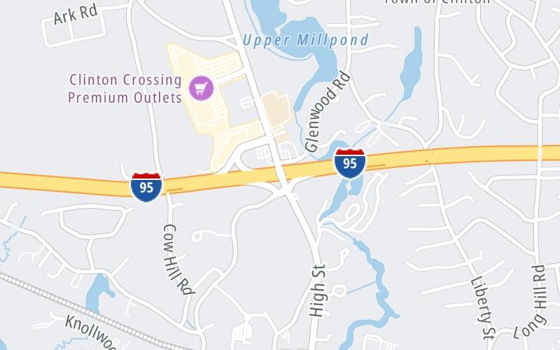 Static map of Connecticut Turnpike at CT 81/High Street