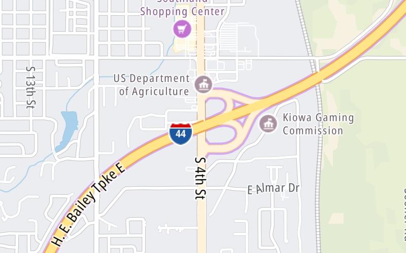 Static map of H E Bailey Turnpike at US 81/US 277