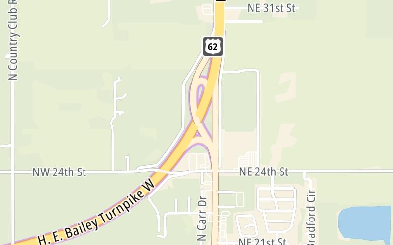 Static map of H E Bailey Turnpike at US 62