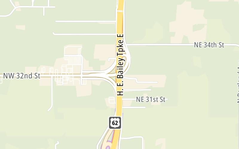 Static map of H E Bailey Turnpike at SH 37 West