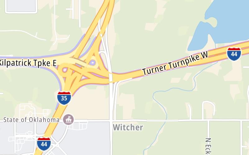 Static map of Turner Turnpike at Kilpatrick Turnpike / I–35 / I–44 West