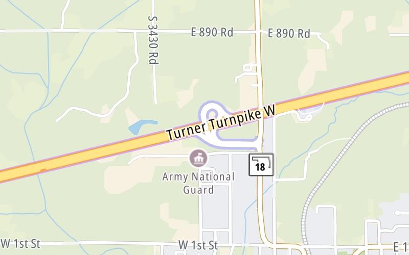 Static map of Turner Turnpike at SH 18/Price Avenue