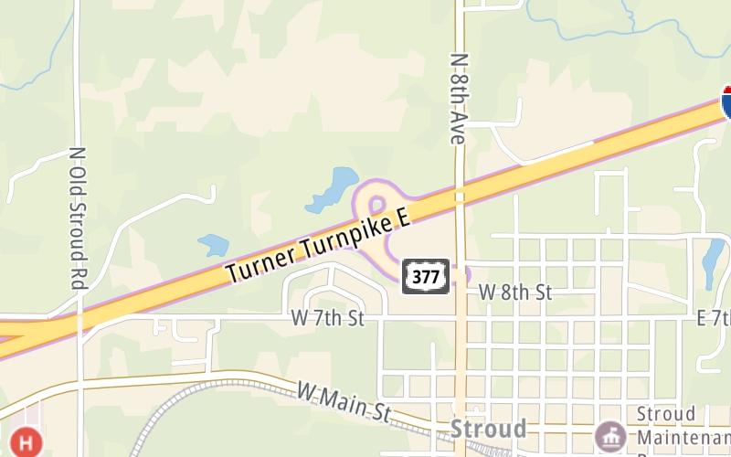 Static map of Turner Turnpike at SH 99 / US 377