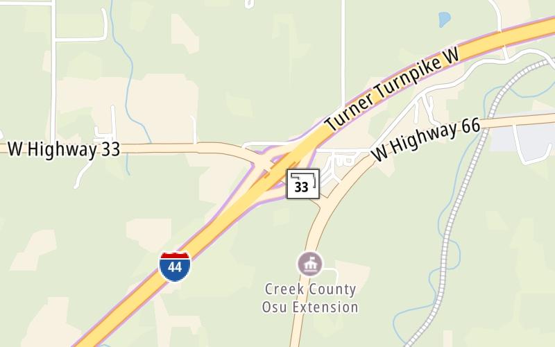 Static map of Turner Turnpike at SH 33 / SH66/US 66