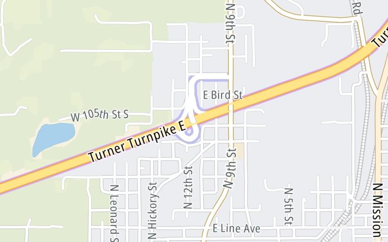 Static map of Turner Turnpike at SH 97