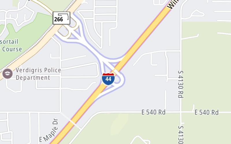 Static map of Will Rogers Turnpike at SH 266