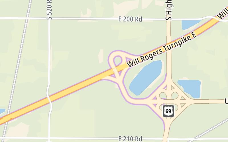 Static map of Will Rogers Turnpike at US 59 / US 60