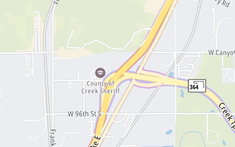 Static map of Creek Turnpike at Turner Turnpike/I–44