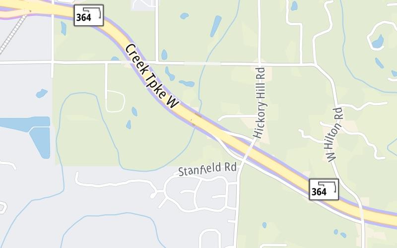 Static map of Creek Turnpike at Hickory Hill Road