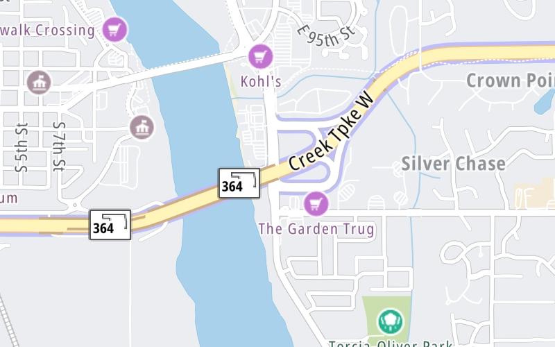 Static map of Creek Turnpike at Riverside Parkway/Delaware Avenue