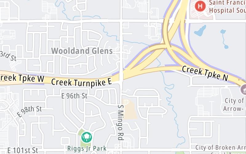 Static map of Creek Turnpike at US 64 West