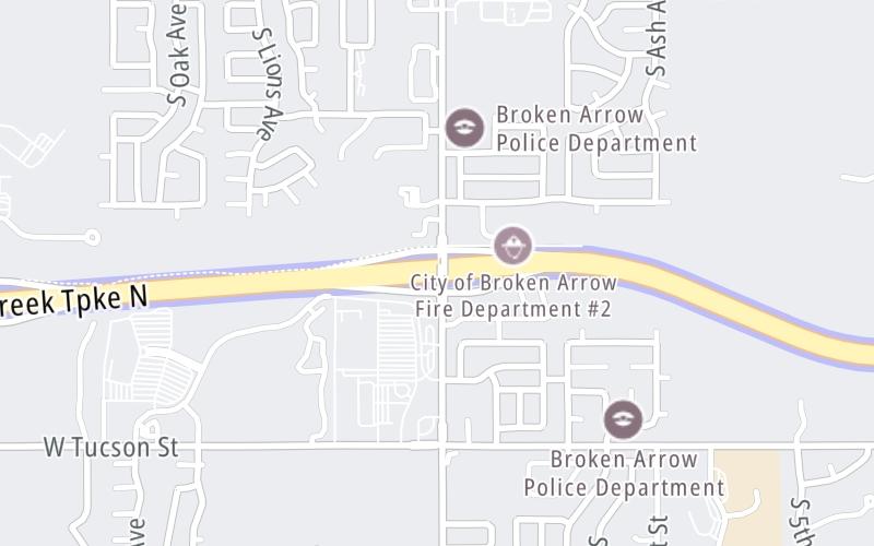 Static map of Creek Turnpike at S Elm Place/S 161st E Ave