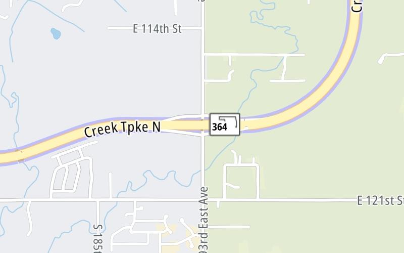 Static map of Creek Turnpike at County Line Road/S 23rd E Ave