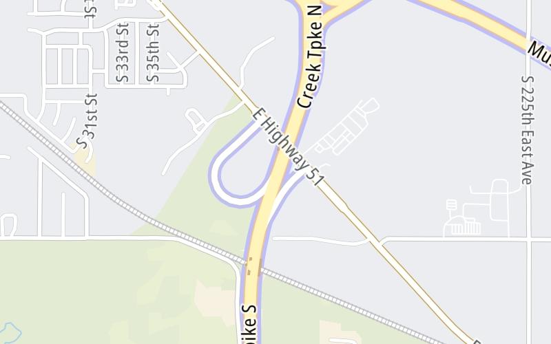 Static map of Creek Turnpike at Broken Arrow Expy/SH 51