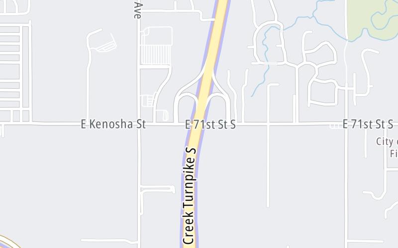 Static map of Creek Turnpike at E Kenosha Street