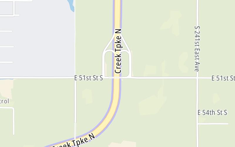 Static map of Creek Turnpike at E 51st Street S