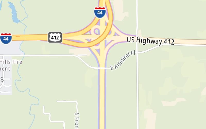 Static map of Creek Turnpike at US 412 East