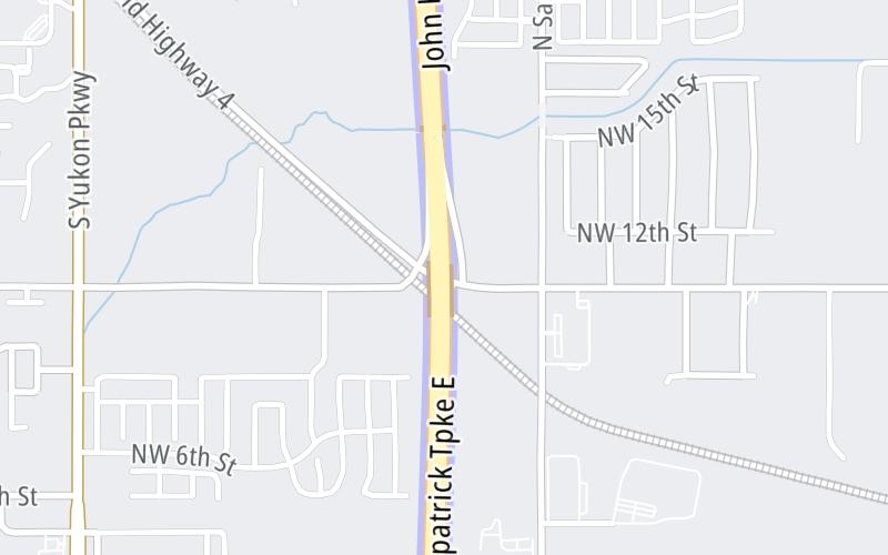 Static map of John Kilpatrick Turnpike at NW 10th St/Old OK 4