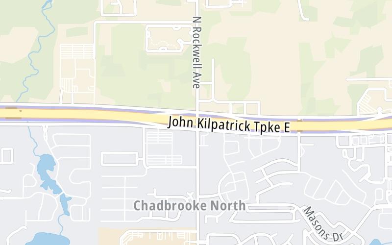 Static map of John Kilpatrick Turnpike at Rockwell Avenue