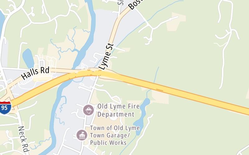 Static map of Connecticut Turnpike at US 1/Lyme Street