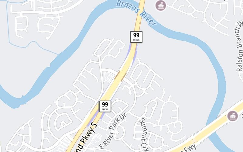 Static map of Grand Parkway at East River Park Drive