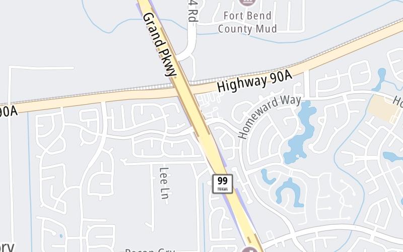 Static map of Grand Parkway at Sandhill Drive / to US 90A