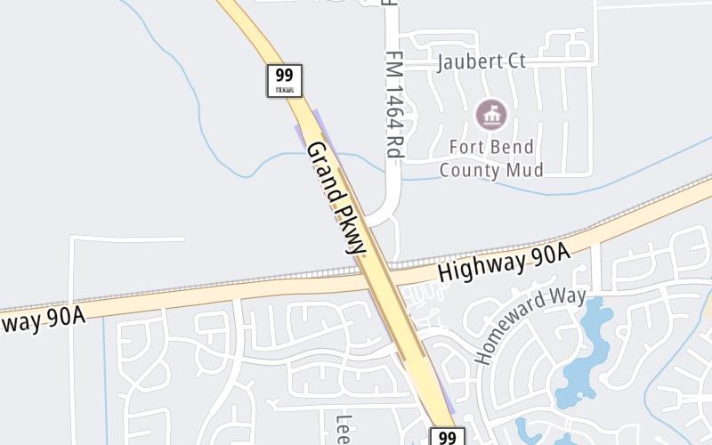 Static map of Grand Parkway at FM 1464 / to US 90A