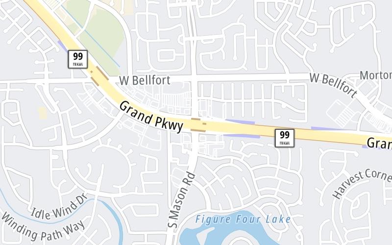 Static map of Grand Parkway at South Mason Road